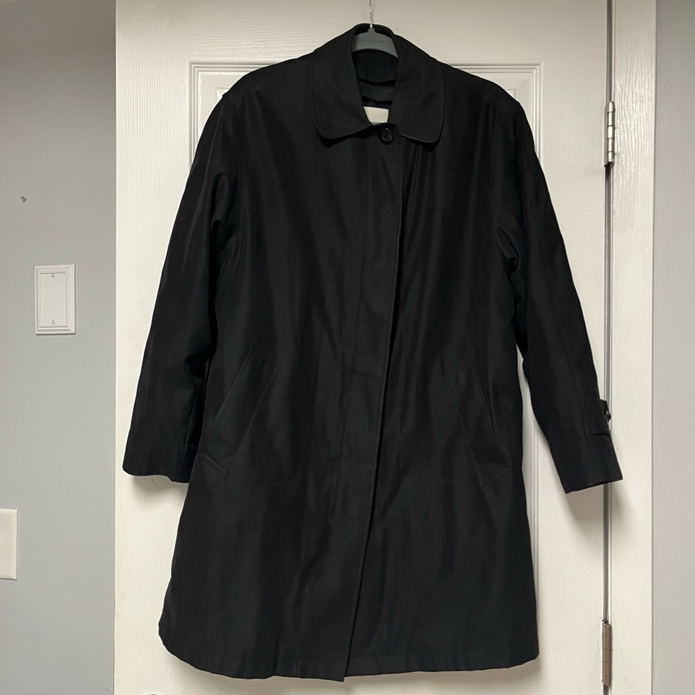 London Fog Hidden Button Black Trench Coat Removable Liner